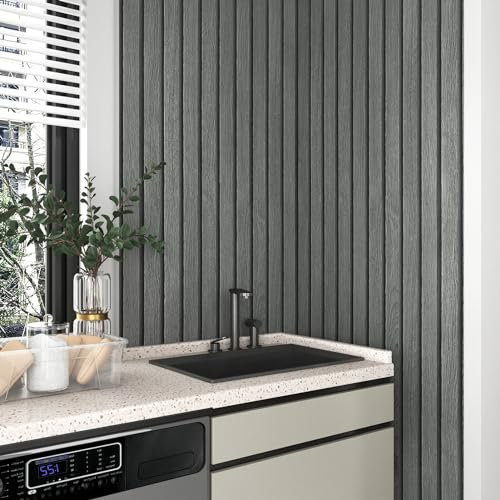 Yullpaper Papier Peint Adhesif Mural Noir Papier Adhesif pour Meuble Bois Papier Peint Adhesif Bois Revetement Adhesif Meuble Papier Peint Autocollant Mural Rouleau Adhesif Decoratif Bois 40 X 300cm
