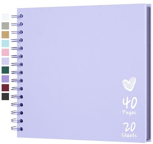 Hiwhy Fotoalbum Scrapbook 20,5x20,5 cm 20 Blätter DIY Scrapbook Hartes Kraftpapier Baby Erinnerungsbuch Familie Geburtstag Hochzeit Jahrestag Scrapbook, Violett