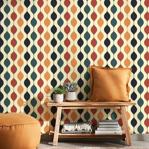 Simon&Siff 120x15.7 Wallpaper Geometric Wallpaper Abstract Wallpaper Modern Wallpaper Wall Decor 1970s Retro Removable Peel and Stick Wallpaper