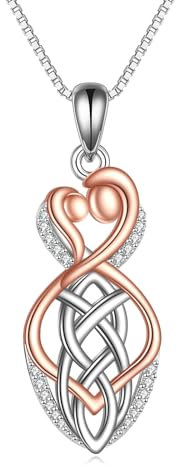 YAFEINI Mutter und Tochter Kette Sterlingsilber keltischer Knoten Anhänger Halskette Schmuck Geschenke für Damen Tochter