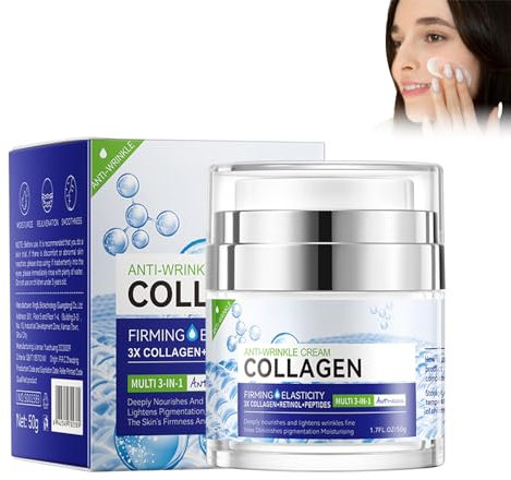 Natürliche Anti Falten Creme Mit Kollagen und Retinol, Anti Aging Day&Night Creme, Tagescreme & Nachtcreme Gegen Linien & Fältchen, Schutz Vor Vorzeitiger Hautalterung, Für Eine Straffere