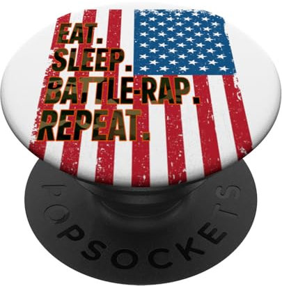 Eat Sleep Battle-Rap Repeat Hip Hop Rap Usa Flag PopSockets mit austauschbarem PopGrip