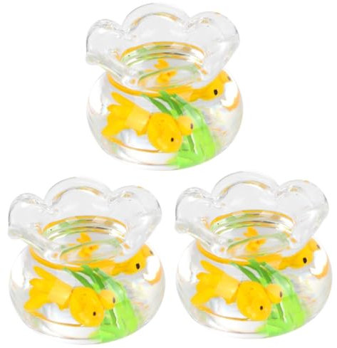 VICASKY 3 Stück Mini Aquarium Mini Fischglas Mini Haustier 1/12 Miniatur Aquarium