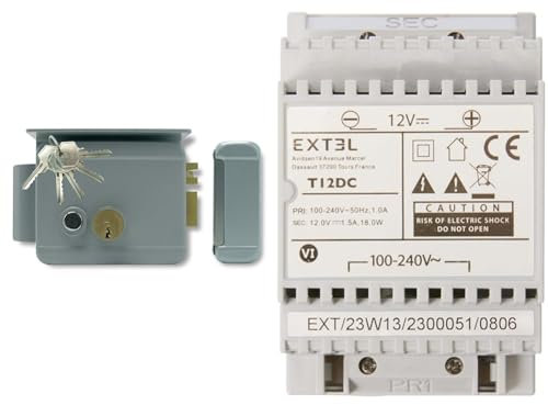 Extel - Serrure électrique - WE 5001/2 BIS, pour ouverture gauche ou droite & Alimentation modulaire pour visiophones filaires EXTEL alimentés en 12V