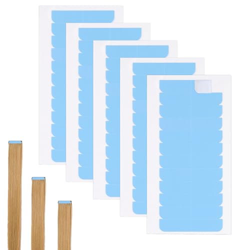 60 Stück Tape Extensions Kleber, 10 * 5.2cm Blau Tape Extensions Echthaar Hohe Klebekraft Tapes Klebestreifen Extensions Schweißfes Perückenband Wasserdicht Ersatztapes für Tape in Hair Extensions