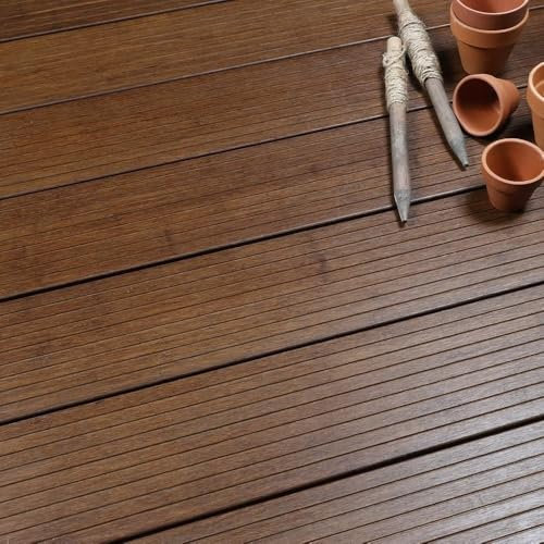 Bambus-Terrassenbausatz 40 m² – Samba – wärmebehandelt – 124 Terrassendielen (224 x 13,9 x 1,8 cm) – 25 Jahre Garantie