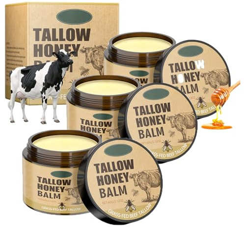 Tallow Balm Pure Beef Tallow Skincare Grass Fed Cream (3 Stück) | Bio Honey Rindertalg Balm, Grass Fed Tallow, Zur Gesicht Und Körper Gepeitschte Feuchtigkeit