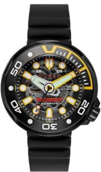 Nubeo Ventana Skeleton Automatikuhr für Herren, 50 mm, limitierte Auflage, mit Silikonarmband, NB-6113, Armband