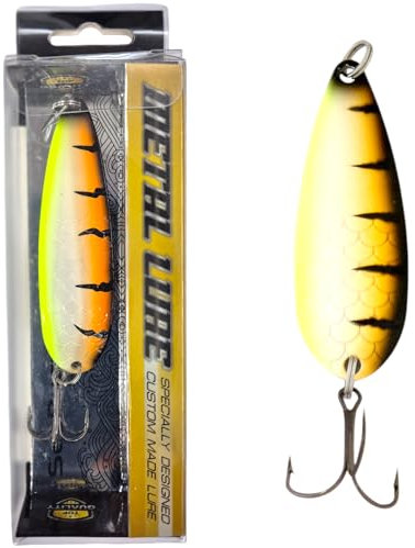 SEABUZZ Frecce asimmetriche 23,5 g/8,5 cm – luccio pesce persico – esche da pesca – Cucchiaio di metallo – Esca dura – Set di pesca – Angel Spoon – Esca per luccio – Esca persico (OPR)