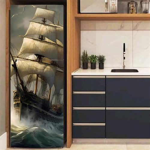 Türtapete Selbstklebend 80X200 Schiff Türtapete Selbstklebend Türposter,3D Fototapete Selbstklebend Pvc Türaufkleber Fototapeten,Bewirken Fototapete Türfolie Poster Tapete