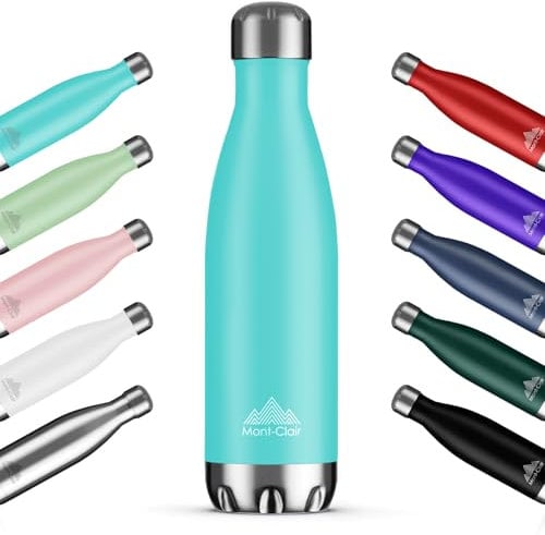 Mont-Clair H2O Gourde isotherme - Bouteille isotherme sans BPA - Gourde inox 1L, 24h froid & 12h chaud - Bouteille d'eau en acier - 1L, Bleu clair