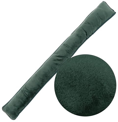 Zugluftstopper mit Microfaserbezug Türbodendichtung Türdichtung Fensterdichtung Türwindstopper Windstopper (Dunkelgrün, 1er)