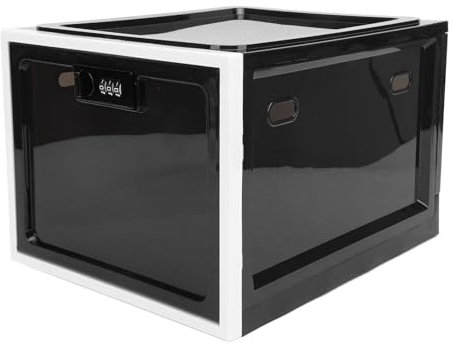 Headerbs Lockbox Fridge Lock Box Plastic Lockable Food Storage Cabinet Case Organizer Mobile Cell Phone Locker (Black and White Frame)