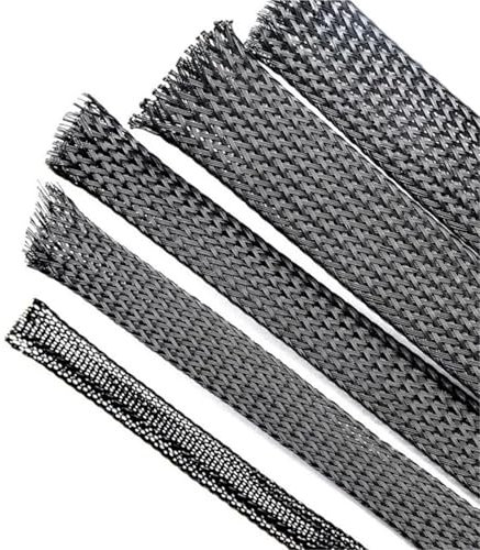 AMENGJ 10m Black Snakeskin mesh Wire Protecting cable Sleeves 4/6/8/10/12mm PET Nylon Cable Sleeve wire mesh shock for cable sets Braided Cable Sleeve(12mm 10meter)