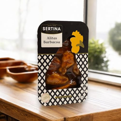 Sertina Alitas a la Barbacoa BBQ Wings, Pack de 6 x 350g – Comida Gourmet Lista Para Comer, Asada Lentamente En Salsa Barbacoa Americana, Sin Conservantes Ni Colorantes