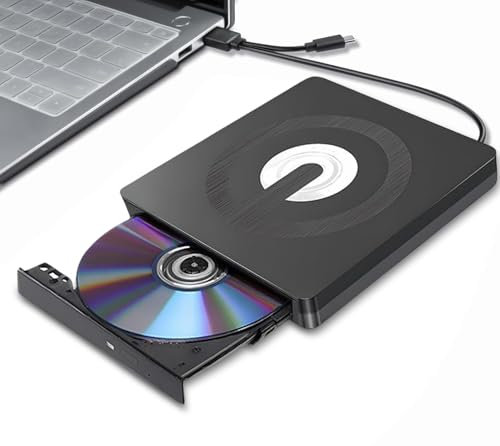 XIAOXIN Grabadora DVD Externa, Grabadora de DVD/CD +/-RW, Unidad Externa USB 3.0 y Type-C, Dispositivo Lector de Tarjetas portátil Ultrafino Compatible con Windows 11/10/8/XP/Linux/MacOS