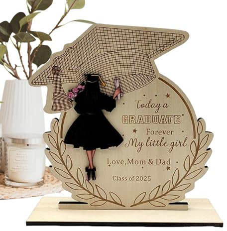 DzpKrka Panneau en Bois de Remise de Diplôme 2025, Enseigne Motivante en Bois avec Citation, Décoration Inspirante Pour Bureau, Accessoire Photo Pour Célébrations Lycée Et Félicitations