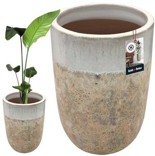 KOTARBAU® Macetero de 50 cm de altura, 35 cm, color blanco, de cerámica, resistente a las heladas, para exterior, exterior e interior