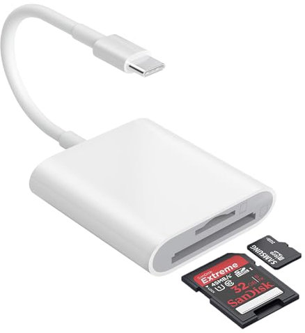 SD Card Reader for iPhone, Digital Camera Adapter to iphone, Sd Card Reader for iPhone iPad Camera, Supports SD and TF Cards for iPhone 16/15, MacBook Air Pro, iPad Pro/Air, Laptop, Samsung