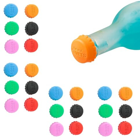 24 Colours Reusable Bottle Caps, Airtight Silicone Seal Lids for Beer, Juice and Glass Containers, Flexible Silicone Bottle Covers for Freshness and Leak Prevention