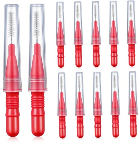 TOVINANNA 50 Stück Interdentalbürsten 3mm Rote Kunststoff Zahnzwischenraumreiniger Mundpflege Zubehör für Reisen und Büro