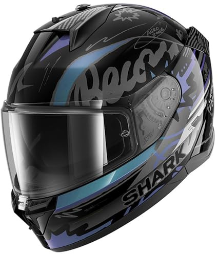 SHARK, Integraler Motorradhelm D-SKWAL 3 STREETRUSH Black Green Chrome KGU, S