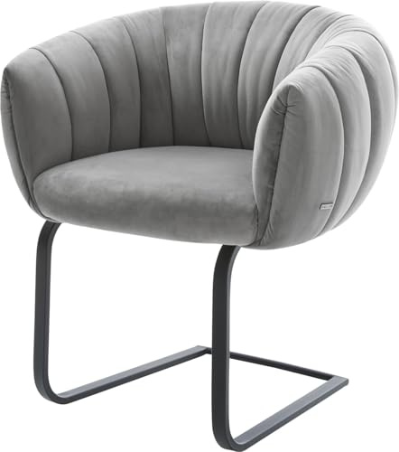 DELIFE Schwingstuhl Jada-Flex Freischwinger flach Schwarz Samt Grau Taschenfederkern