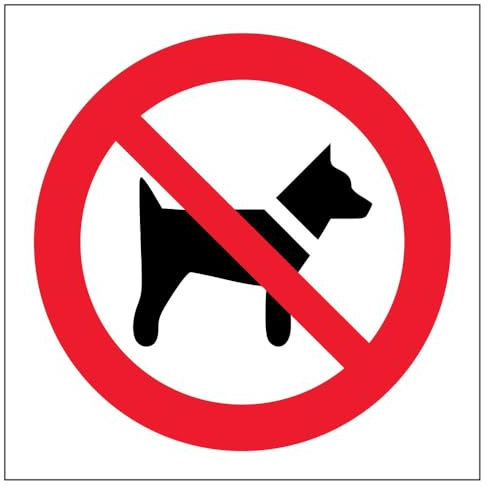 VSafety 51007AF-S Panneau d’interdiction Logo autocollant Interdit aux chiens Carré 100 mm x 100 mm Noir/Rouge