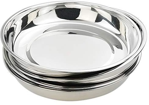 Kekow Lot de 4 assiettes rondes en acier inoxydable 18/10