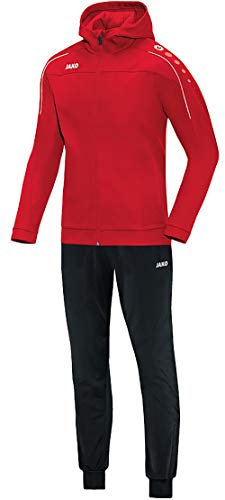 JAKO Trainingsanzug Kinder Jungen und Mädchen Polyester Classico mit Kapuze Rot Gr. 152 - Jogginganzug 2-teilig für Sport und Alltag, Jogginghose & Trainingsjacke