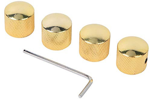 Alomejor 4 Pcs Guitar Bass Knob Dome Control Knobs Volume Tone Control Replacement Parts with Wrench