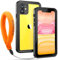 inkolelo iPhone 11 Waterproof Case, Built-in Screen Full-Body Protector with Floating Strap IP68 Waterproof Case for iPhone 11 6.1 Inch (2019) - Matte Black/Orange