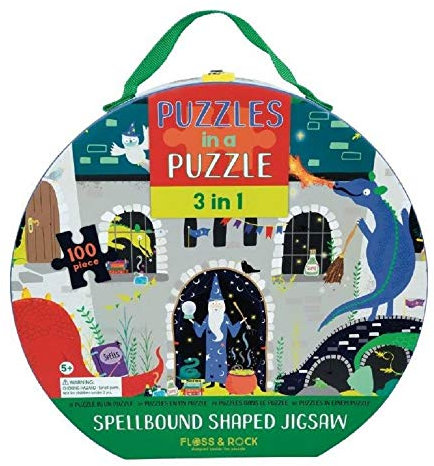 3 in 1 Puzzle - 100-teiliges Zauberpuzzle in Form eines Drachenschlosses - Separat bauen oder in einem einzigen Puzzle verbinden - Inklusive Tragetasche zur einfachen Aufbewahrung -