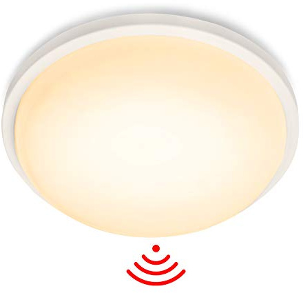 LZQ LED Deckenleuchte mit Bewegungsmelder 15W Radar Sensor Deckenlampe, IP44 1500lm für Flur, Treppe, Veranda, Garage, Carport, Balkon, Abstellraum φ22cm Rund - Warmweiß, 2800-3200k