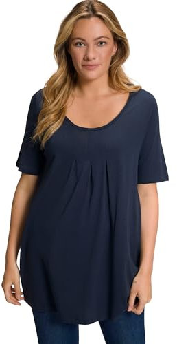 Ulla Popken, Damen, große Größen, T-Shirt, Zierfalten, A-Linie, Rundhals, Halbarm, Modal