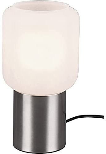 Reality Leuchten Tischleuchte Nico R50591007, Metall Nickel matt, Glas alabasterfarbig weiß, exkl. 1x E27