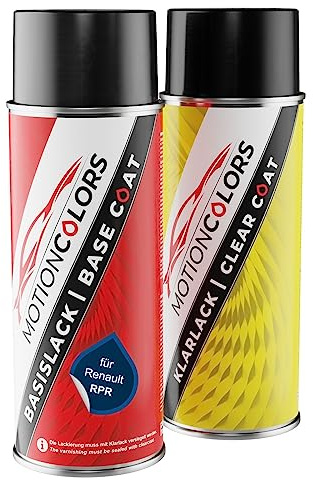 MOTIONCOLORS Bleu Cosmos Nacre/Kosmos-Blau Metallic RPR für Renault Autolack Sprühdosen Set Basislack Klarlack Spraydose 400ml