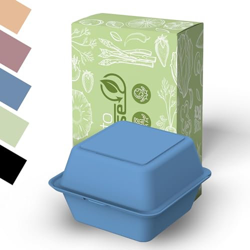 elastoREuse Burgerbox take away Verpackung - Essensbehälter to go Lunchbox nachhaltige Mehrweg Dose 1,2l spülmaschinengeeignet (behagliches blau)