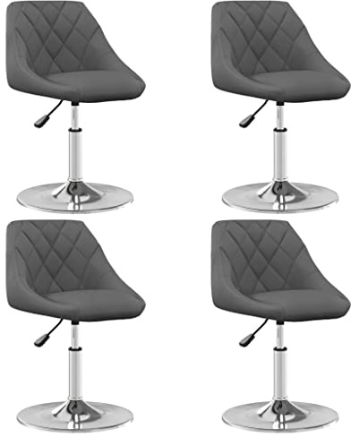 vidaXL Esszimmerstühle 4 STK. Drehbar Dunkelgrau Samt