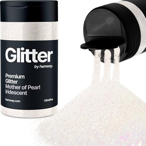 Hemway Premium Glitter Shaker - Mother of Pearl Iridescent | Ultrafine Metallic Flake Sequins for Resin & Epoxy Crafts | Craft Supplies for Tumblers, Festival, Hair, Face, Body & Nail Art | 130 g
