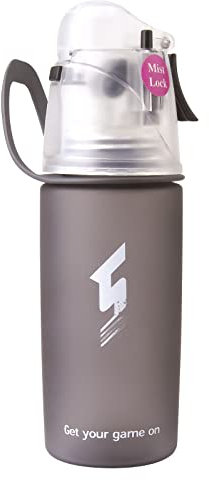 Drinking and Misting Water Bottle - Spray Water Bottle BPA Free, Unique Mist Lock Design, Portable Leak-Proof Spray Cup for Cycling Fitness Camping Hiking Outdoors Sports (Black, 400ml)