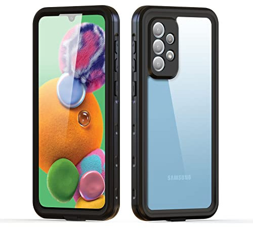IMEIKONST Funda Impermeable IP68 Samsung Galaxy A52, Carcasa Resistente Militar Antigolpes con Protección de 360°, Agua Sumergible Acuatica Estanca Antipolvo para Samsung A52. Negro FS