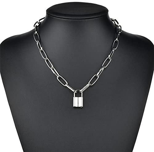 SHANHE Neue Choker-Schloss-Halskette mit geschichteter Kette am Halsschloss, Punk-Schmuck, Schlüssel-Vorhängeschloss-Anhänger-Halskette für Frauen, bestes Geschenk – Kettenschloss