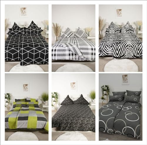 Bedskin Bettwäsche 135x200 4Teilig Bettbezüge - Mikrofaser Bettwäsche-Sets mit Bettbezüge 135x200cm 2er Set + kissenbezüge 80x80cm 2er Set - Kariert Apfelgrün