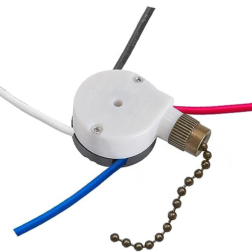 Interruptor de ventilador de techo Zing Ear ZE-208s E89885 con 4 cables preinstalados, 3 velocidades, interruptor de cadena de 4 cables, pieza de repuesto (cadena de bronce)