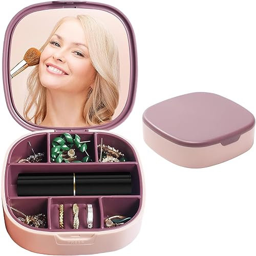 Kleine Schmuckschatulle, Schmuckschatulle, Tragbare Schmuckschatulle, Mädchen Ohrringe Abgeschnittene Halskette Box, Kann In Die Tasche Der Tasche Zu Hause Platziert Werden(Roségold)