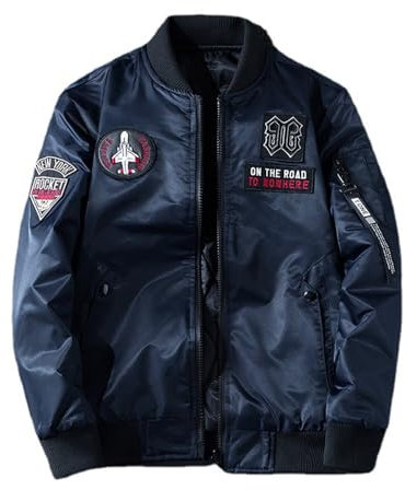 ZADIKO Baseballjacke Herren Casual Einfarbig Sweatjacke Herren Sport Einfachheit Outdoorjacke Herren Klassisch Bomberjacken Rundhals Herren E-Blue2 6XL