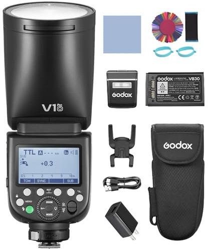 GODOX V1 PRO O Camera Flash 2.4G Wireless Speedlite 1/8000s HSS 1.3s Recycle Time with M/TTL Flash Mode Sub Flash Speedlight Type-C Powered Compatible with OM SYSTEM Cameras