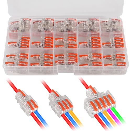 26PCS Hebel Drahtverbinder, 1 in 2 Out/1 in 3 Out/1 in 5 Out Quick Wire Connectors, Elektrische Hebel Muttern Drahtverbinder Push-in Leiter Terminal Block AWG 28-12