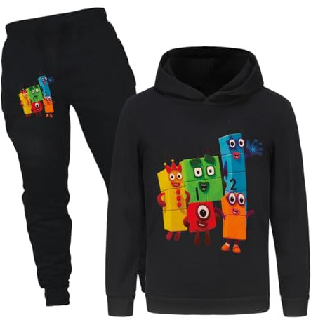 Jicahond Number Printing Hoodies Kids Cartoon Merch Tracksuits Boys 2pcs Outfits 2-13 Years (BlackA,5-6Y,5 Years,6 Years)